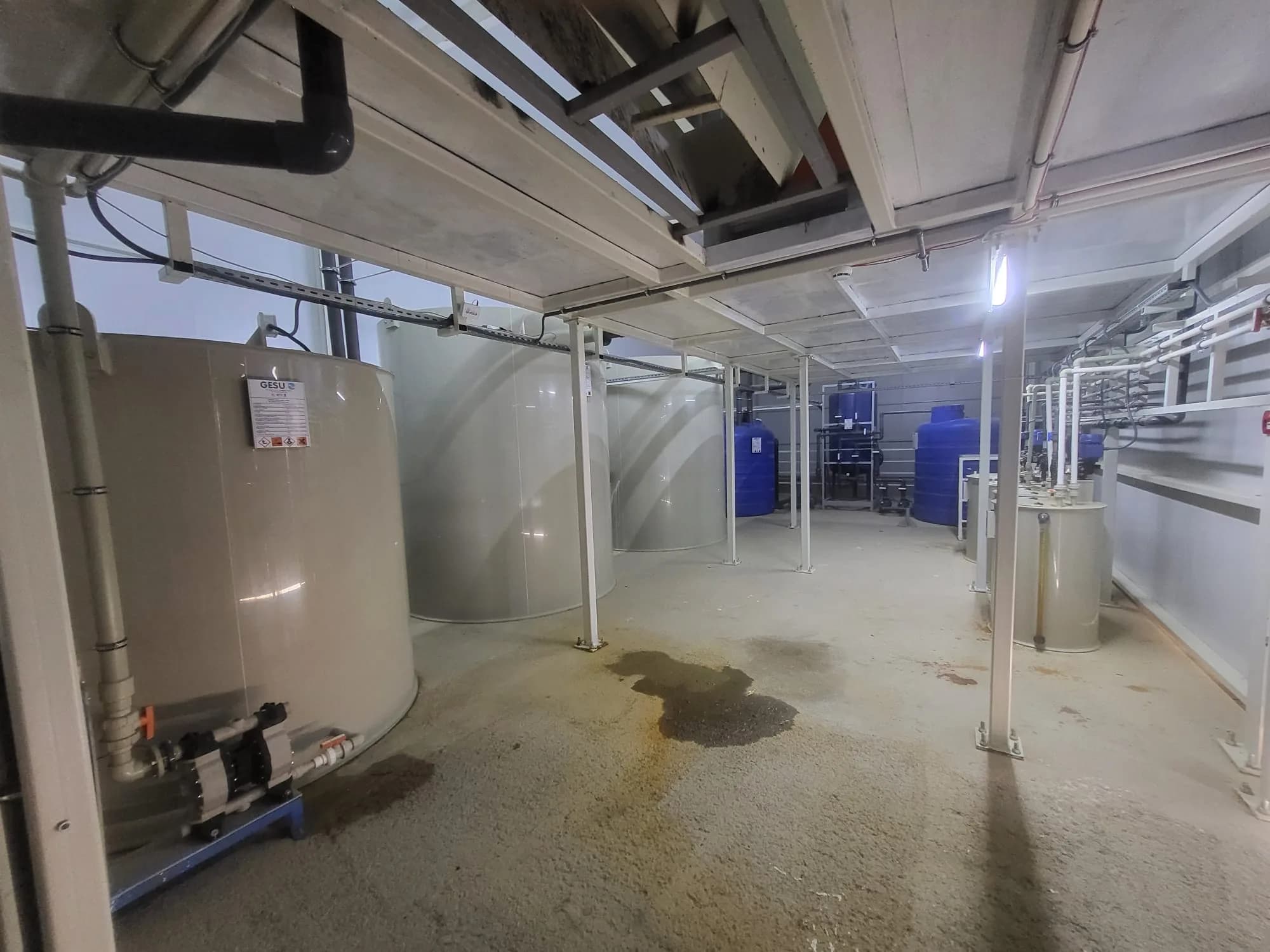 Equipment inside the wastewater treatment plant