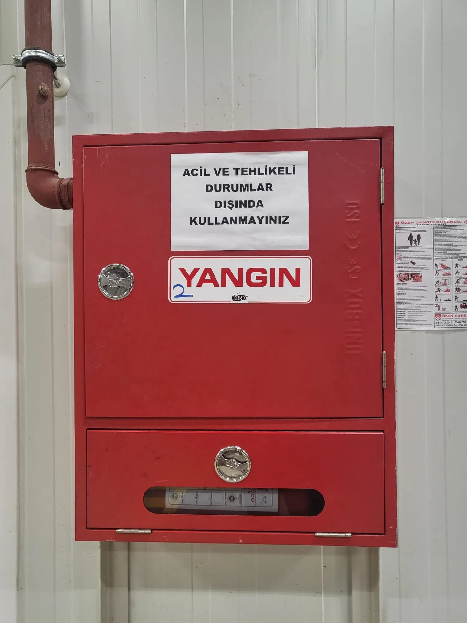 Fire hose cabinet inside the factory