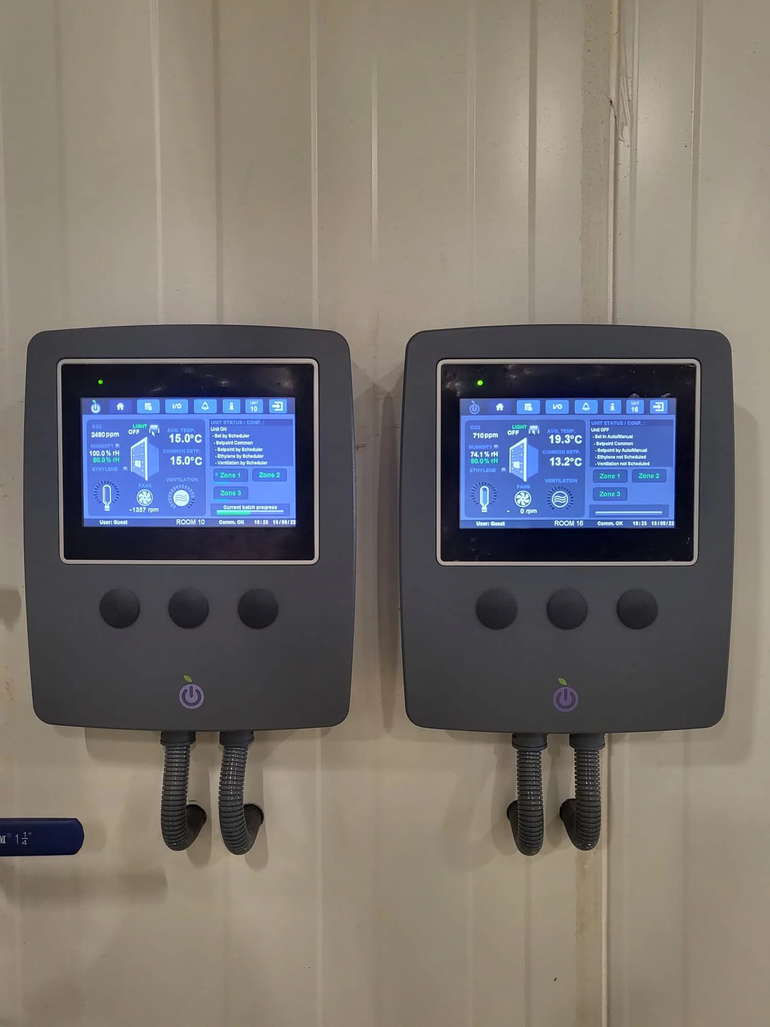Ripening-room control screens