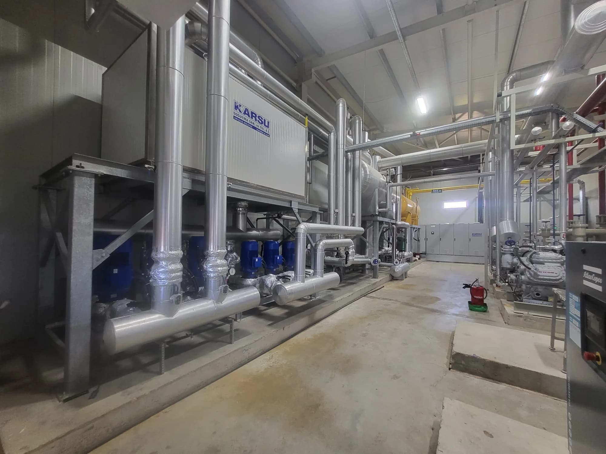 Machine-room pipework and control systems